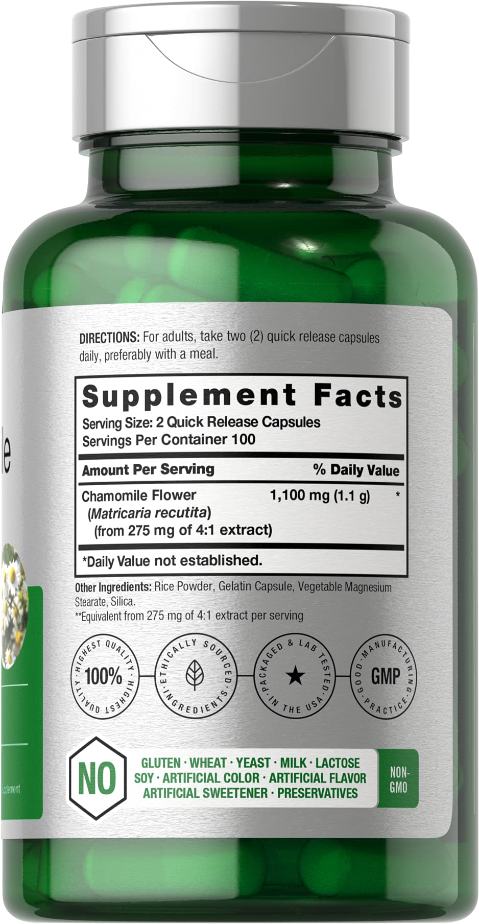 Horbäach Chamomile Flower Extract | 200 Pills | Non-GMO, Gluten Free Supplement