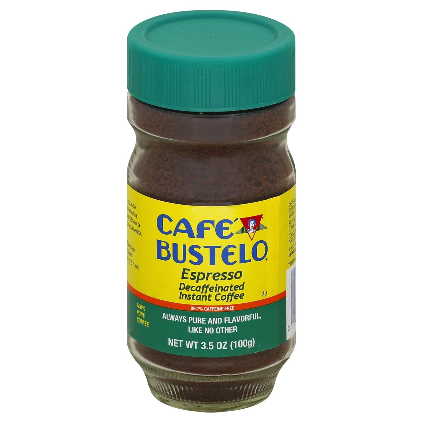 Café Bustelo Decaffeinated Instant Espresso 97% Caffeine Free, 3.5 Ounces, 4 Count