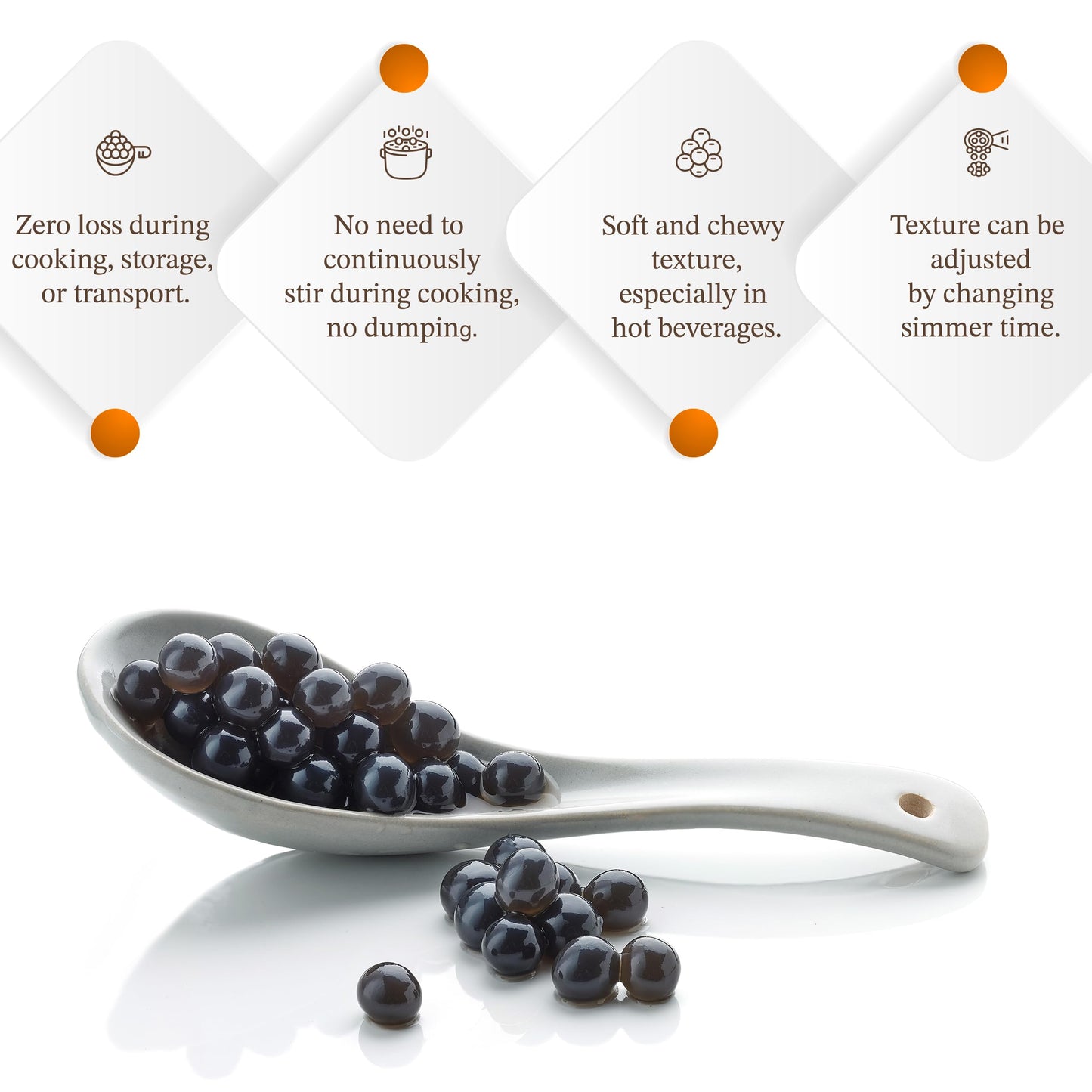 E-FA BRAND Black Tapioca Pearls (Boba), Quick Cook Tapioca Pearls for Bubble Tea, Microwave Ready in 3 Minutes, Fresh Chewy Texture, Milk Tea & Dessert Topping, Halal Certified, 2.2 LB (Pack of 1)
