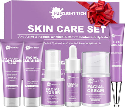 Skin Care Set,6 Pcs Anti-aging Skincare w/Korean Retinol,Hydrate, Moisturize Self Care Facial Skin Care Routine Kit Women Teen Girls Travel Skincare Gift Set,Valentines Birthday Gift for Women Her Mom