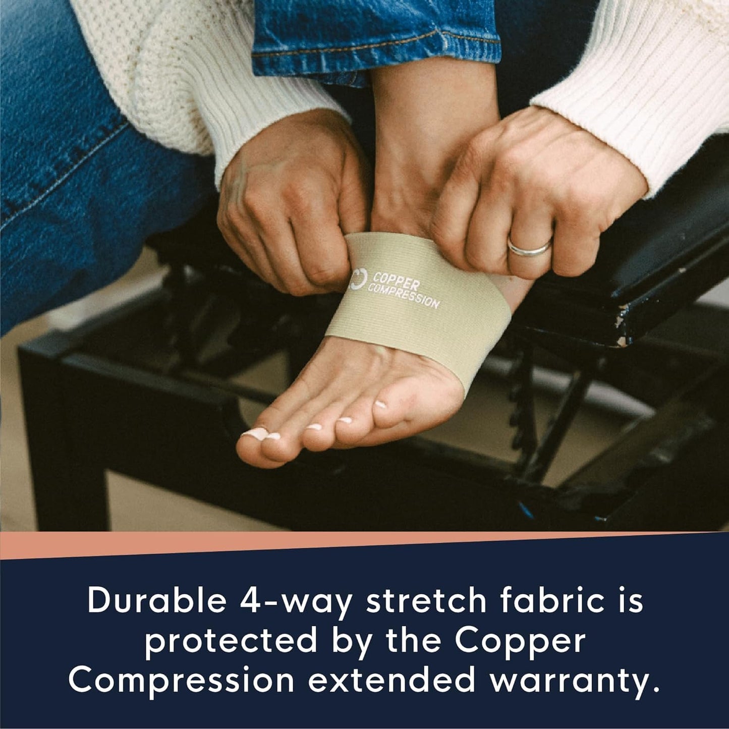 Copper Compression Arch Support Sleeves. Targeted Compression for Plantar Fasciitis Symptoms, Pain, Flat Feet & High Arches. Breathable Support for Men & Women - Black