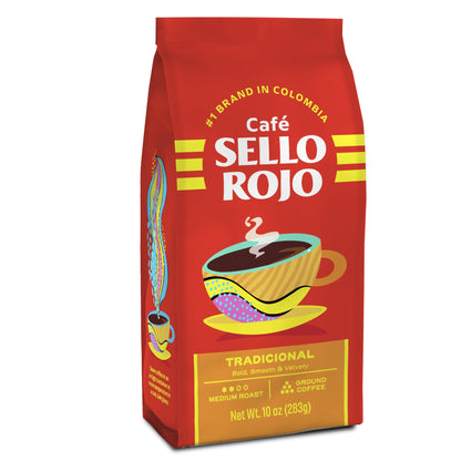 Sello Rojo Tradicional Medium Roast Ground Coffee, 10 oz