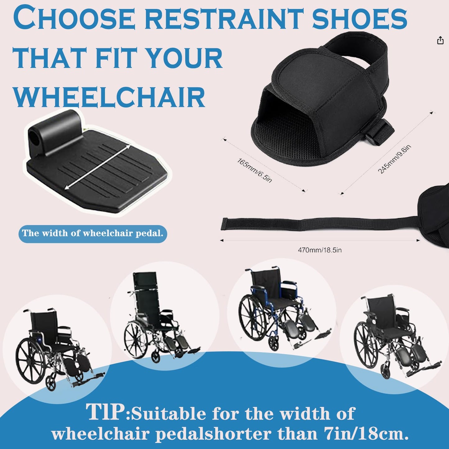 Wheelchair Restraint Shoes Prevent The Foot from Falling Off The Footrest Adjustable & Easy to Wear,Wheelchair Shoe Holder Straps for Disabled & Rehabilitation Patients