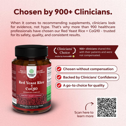 Red Yeast Rice with CoQ10 Supplement - Advanced Healthy Heart & Healthy Cholesterol Levels Formula for Men & Women - Extra Strength Capsule with Red Yeast Rice 1200 mg Capsules with CoQ10 - 120 Count