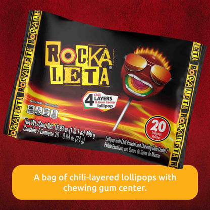 Rockaleta Chile Lollipops, 20 Count (SUGAR CANDY - ETHNIC)