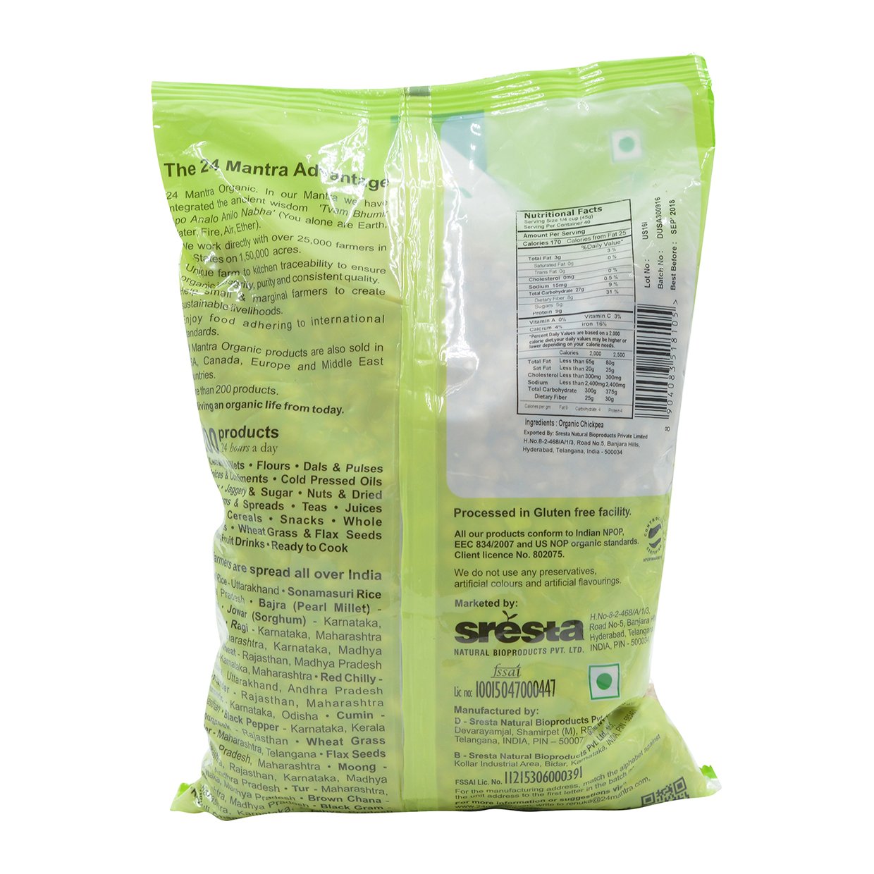 24 Mantara 24 Mantra Organic Kabuli Chana - 4 Lb,, (), White