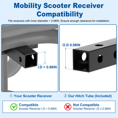 GARVIN Oxygen Tank Holder Cane Holder 2-in-1, Mobility Scooters, Power Wheelchair Accessories (Equipped with 1"x1" Hitch Receiver), Suitable for D and E Oxygen Cylinder 18.9" W x 6" D x 17.6" H