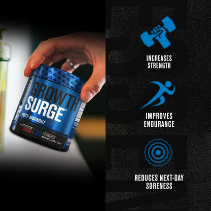 Jacked Factory Growth Surge Creatine Post Workout w/L-Carnitine - Daily Muscle Builder & Recovery Supplement with Creatine Monohydrate, Betaine, L-Carnitine L-Tartrate - 30 Servings, Blue Raspberry