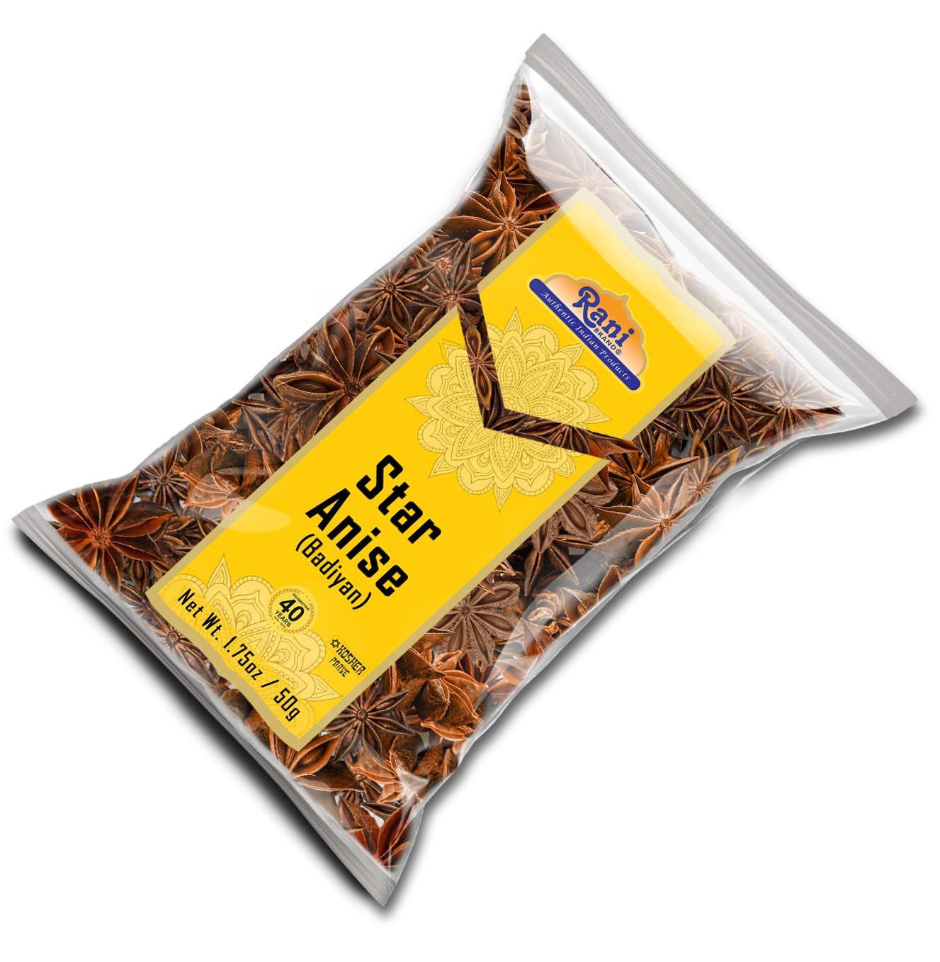 Rani Star Anise Seeds, Whole Pods (Badian Khatai) Spice 1.75oz (50g)~ All Natural | Gluten Friendly | NON-GMO | Kosher | Vegan | Whole Chinese Anise Star Pods Sun Dried Spice, Anis Estrella / Illicium Verum, Widely Used for Baking, Drinks, Cooking...
