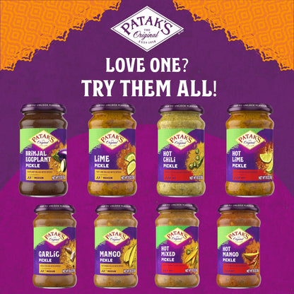 Patak’s Medium Lime Pickle - Authentic Indian Pickle Relish w/Lime Dices, Mustard Seeds & Aromatic Spices - Perfect for Sandwiches, Curries & Cold Meats - Indian Pickle - 10oz Jar (Pack of 1)
