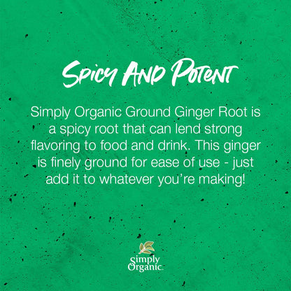 Simply Organic Ground Ginger Root, Certified Organic | 1.64 oz | Pack of 3 | Zingiber officinale Roscoe