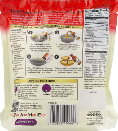 Ka-Me Gluten Free Rice Noodles - Vietnamese Express Pho Noodles Ready To Serve (Pack Of 6)