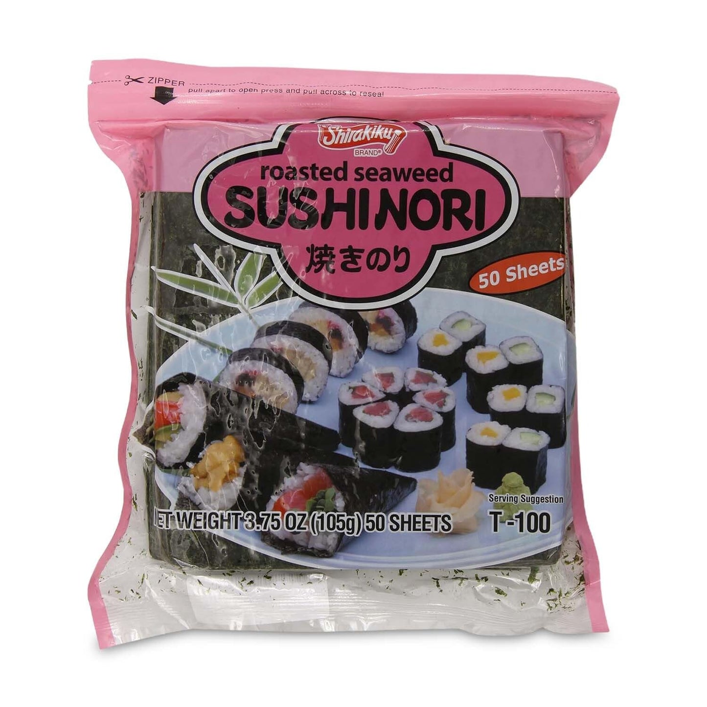 "Shirakiku Sushi Nori Seaweed - Japanese Sushi Nori Roasted Seaweed Sheets for Sushi Rolls | Perfect for Soups, Tofu, and Salads | Pack of 1 Contains 50 Sheets, 3.75OZ"