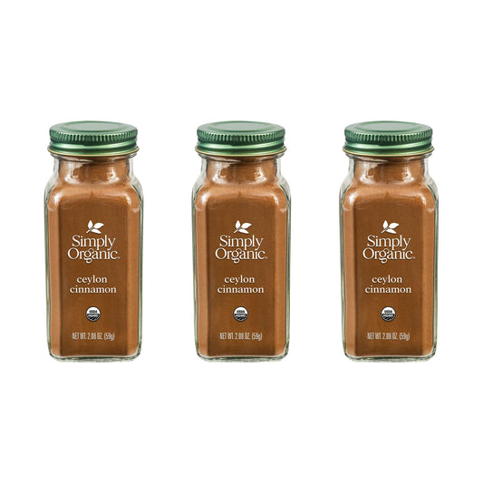 Simply Organic Ceylon Ground Cinnamon, 2.08 Ounce 3 Pack, Non-GMO Organic Cinnamon Powder, Vegan
