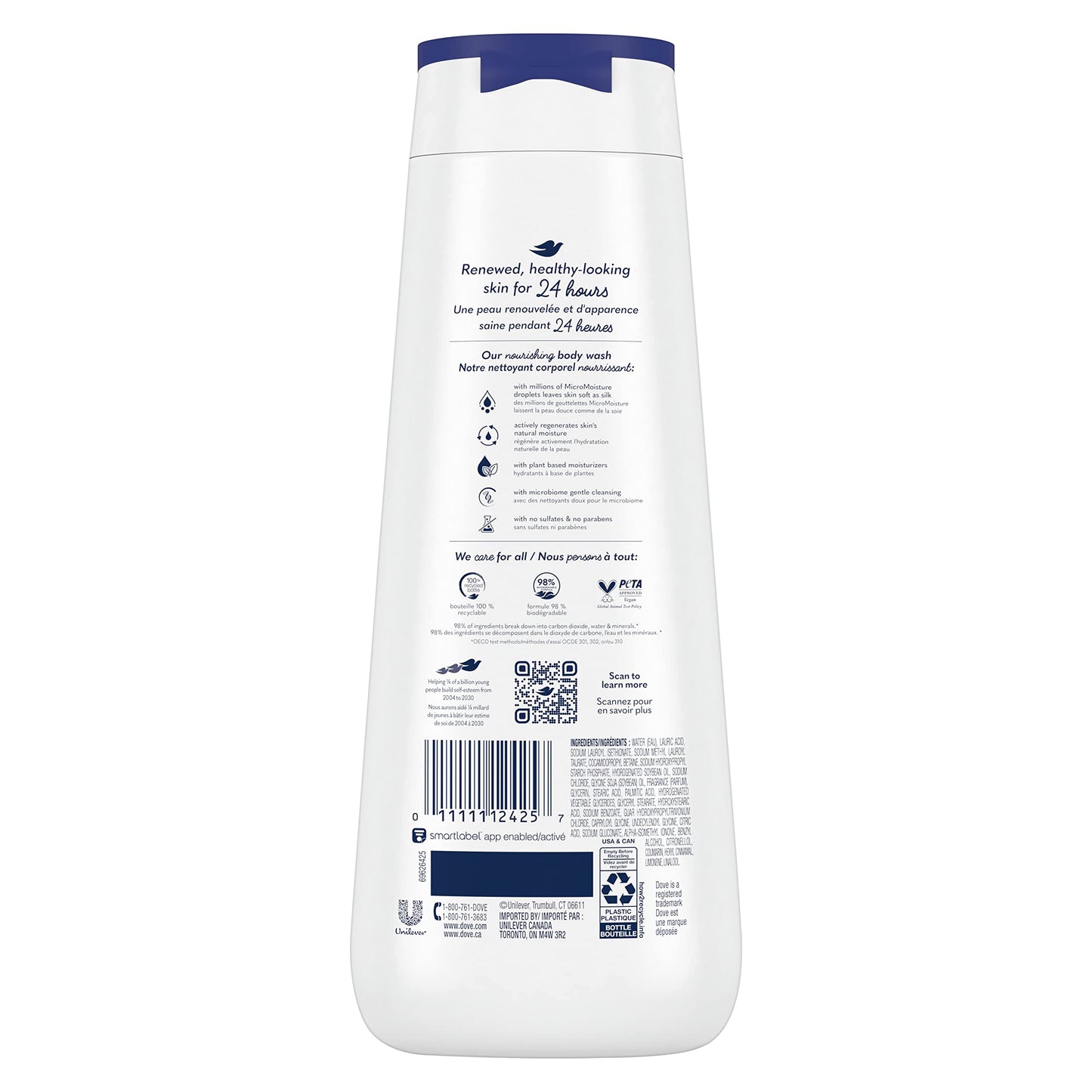 Dove Body Wash with Natural Nourishers for Instantly Soft Skin and Lasting Nourishment Deep Moisture Cleanser That Effectively Washes Away Bacteria While Nourishing Your Skin 20 oz (Pack of 4)