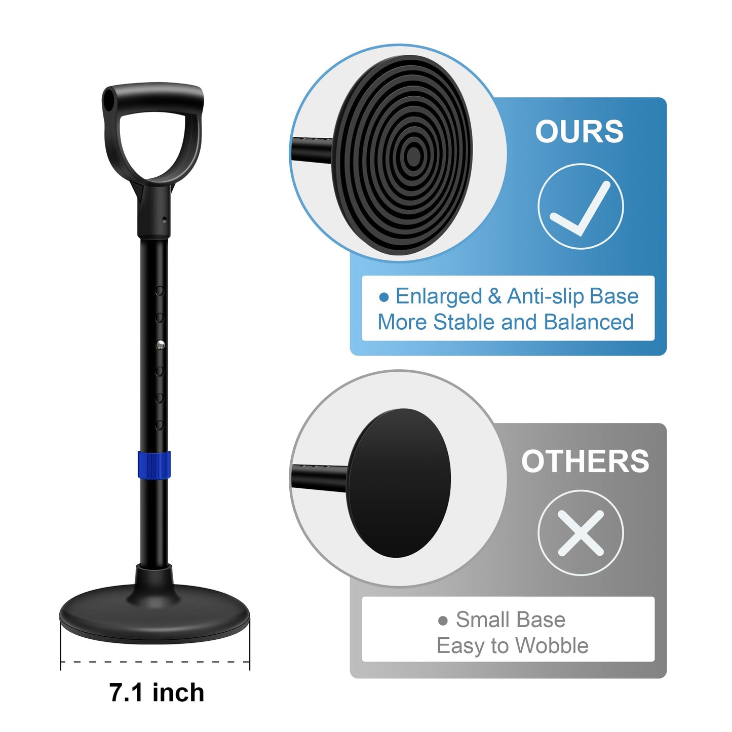 Standing Aids & Supports with Large Base, Adjustable Mobility Aids & Equipment, Devices to Lift Elderly Off Floor, Stair Lifts for Seniors(Black & Blue)