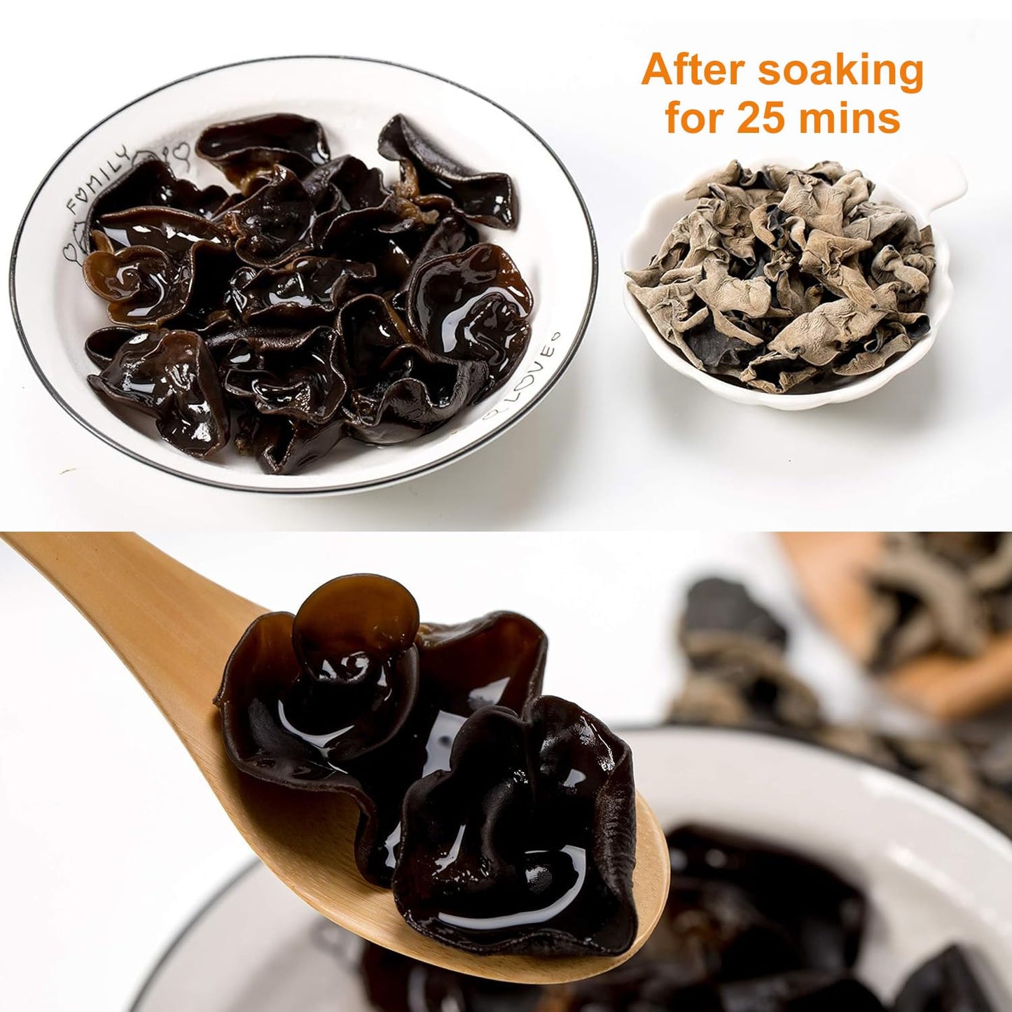 VIGOROUS MOUNTAINS Dried Woodear Mushrooms for Cooking 5 oz, Chewy Texture Dry Black Fungus for Soup Stir-fries Salads , 木耳 , 141.7 g