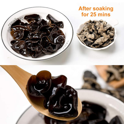VIGOROUS MOUNTAINS Dried Woodear Mushrooms for Cooking 5 oz, Chewy Texture Dry Black Fungus for Soup Stir-fries Salads , 木耳 , 141.7 g
