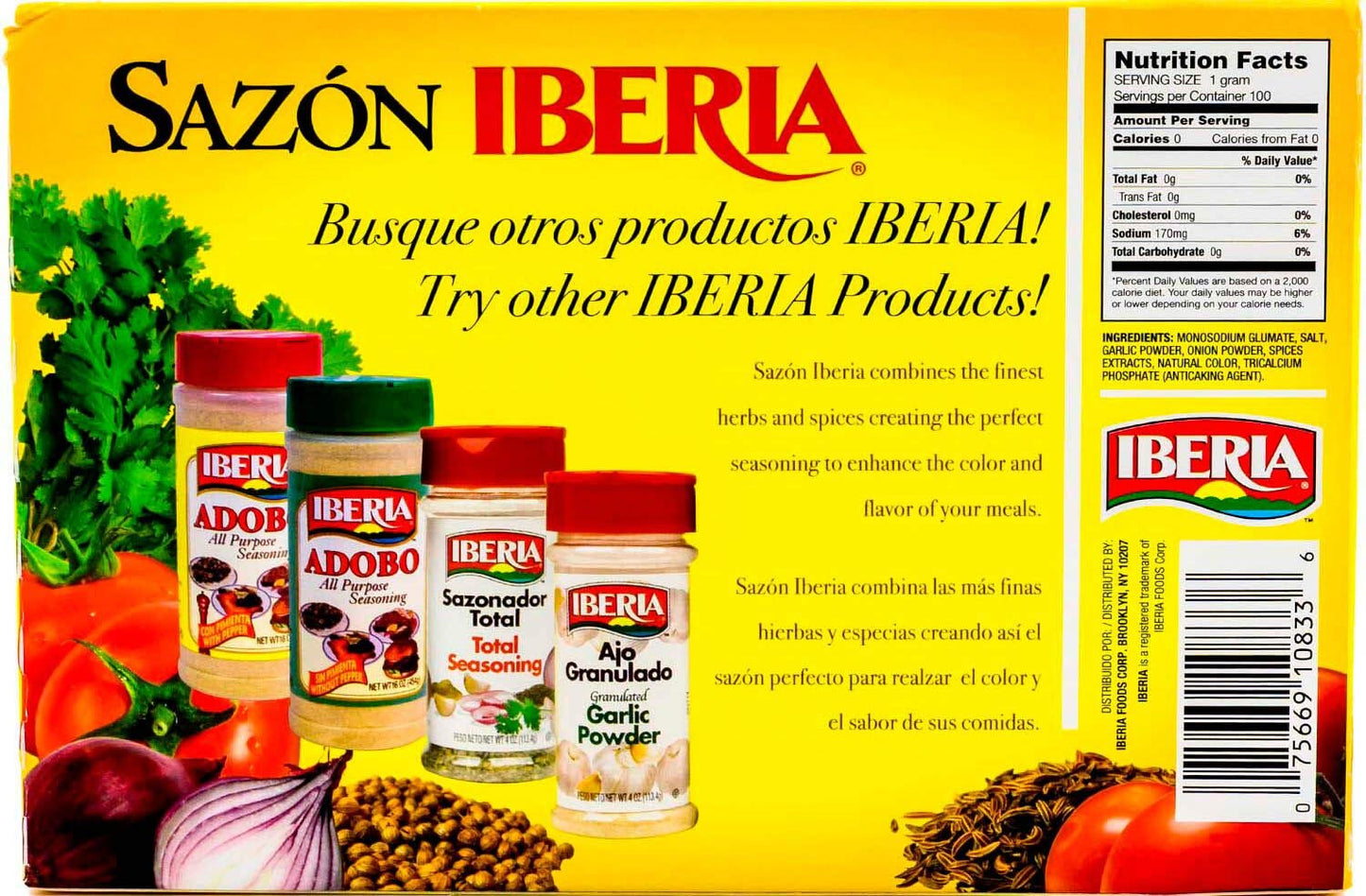 Iberia Sazon without Annatto, 3.52 oz, Perfect Seasoning Made With a Combination of Finest Herbs and Spices, 36 Packs