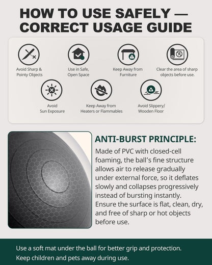 Trideer Exercise Ball for Yoga, Pilates & Fitness – Stability Ball Equipment for Home Gym & Office Chair, Core & Balance Training Accessories, Physical Therapy Equipment, Quick Pump Included, 5 Sizes