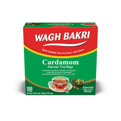 Wagh Bakri Cardamom Flavour Tea bags, 100 Tea Bags of Special International Blend, 200 grams