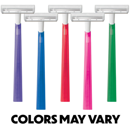 BIC Silky Touch Women's Disposable Razors, With 2 Blades, Pretty Pastel Razor Handles, 40 Count Value Pack of Shaving Razors