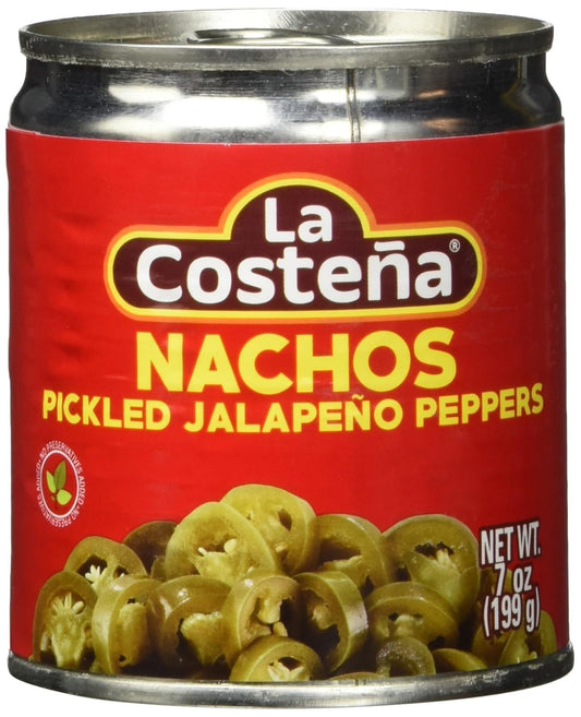 La Costeña Sliced Nacho Jalapeno Peppers - Pickled Jalapenos - Jalapeno Pepper - Hot Peppers - Mexican Food, Guacamole, Spicy Nacho & Taco Toppings, Enchiladas & Salsa - 7oz, 1 Pack Canned Jalapenos