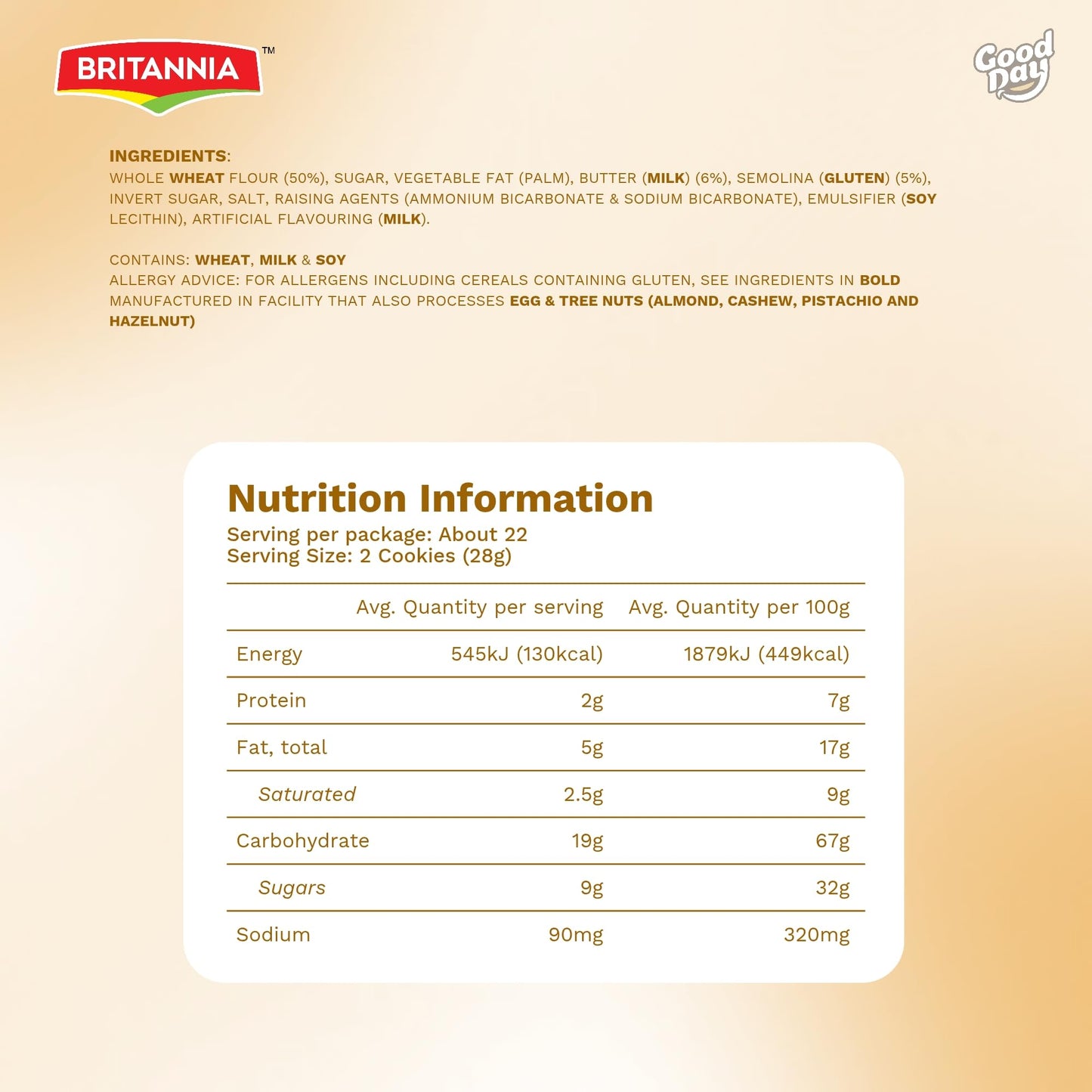 BRITANNIA Punjabi Cookies 21.90oz (620g) - Whole Wheat Cookies - Healthy, Delicious & Crispy - Breakfast & Tea Time Snacks (Pack of 1)
