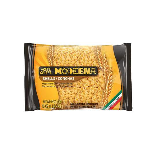 LA MODERNA, Shells, Made with Durum Wheat Semolina, Enriched with Vitamins and Iron, Traditional Mexican Pasta, 16 oz