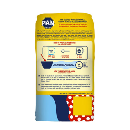 P.A.N. White Corn Meal – Pre-cooked Gluten Free and Kosher Flour for Arepas (5 lb/Pack of 1)
