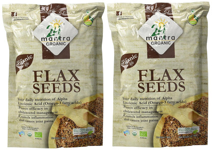 24 Mantra Organic Flax Seeds USDA Certified Organic EU Certified Organic Pesticides Free Adulteration Free Sodium Free - Pack of 2 X 7 Ounces (14 Ounces)