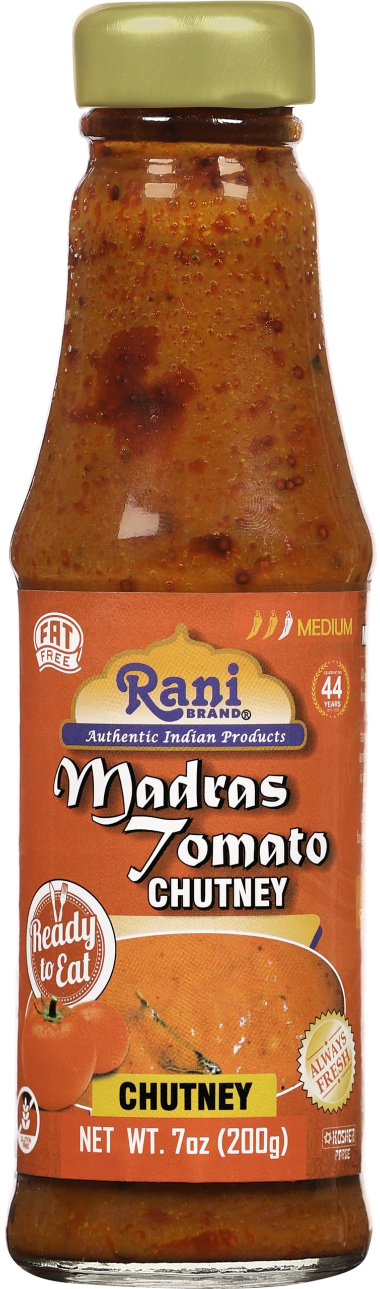 Rani Madras Tomato Chutney 7oz (200g) Glass Jar, Ready to eat, Vegan ~ Gluten Free | NON-GMO | No Colors | Indian Origin