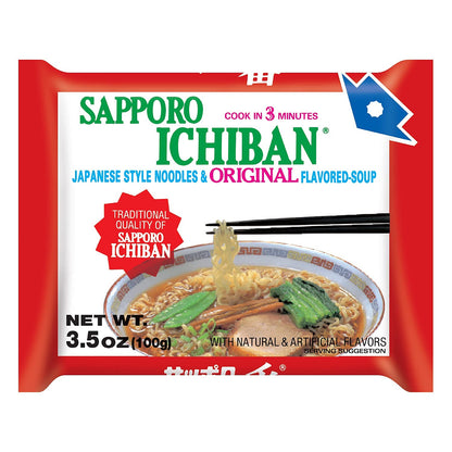 stickerless New Ramen Noodles, Original Soy Sauce Flavor, No.1 Tasting Japanese Instant Noodles (3.5 Oz) (24 pouches)