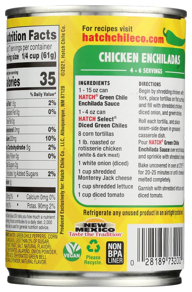 Hatch Green Chili Enchilada Sauce Medium, 15 -Oz. (Pack of 6)