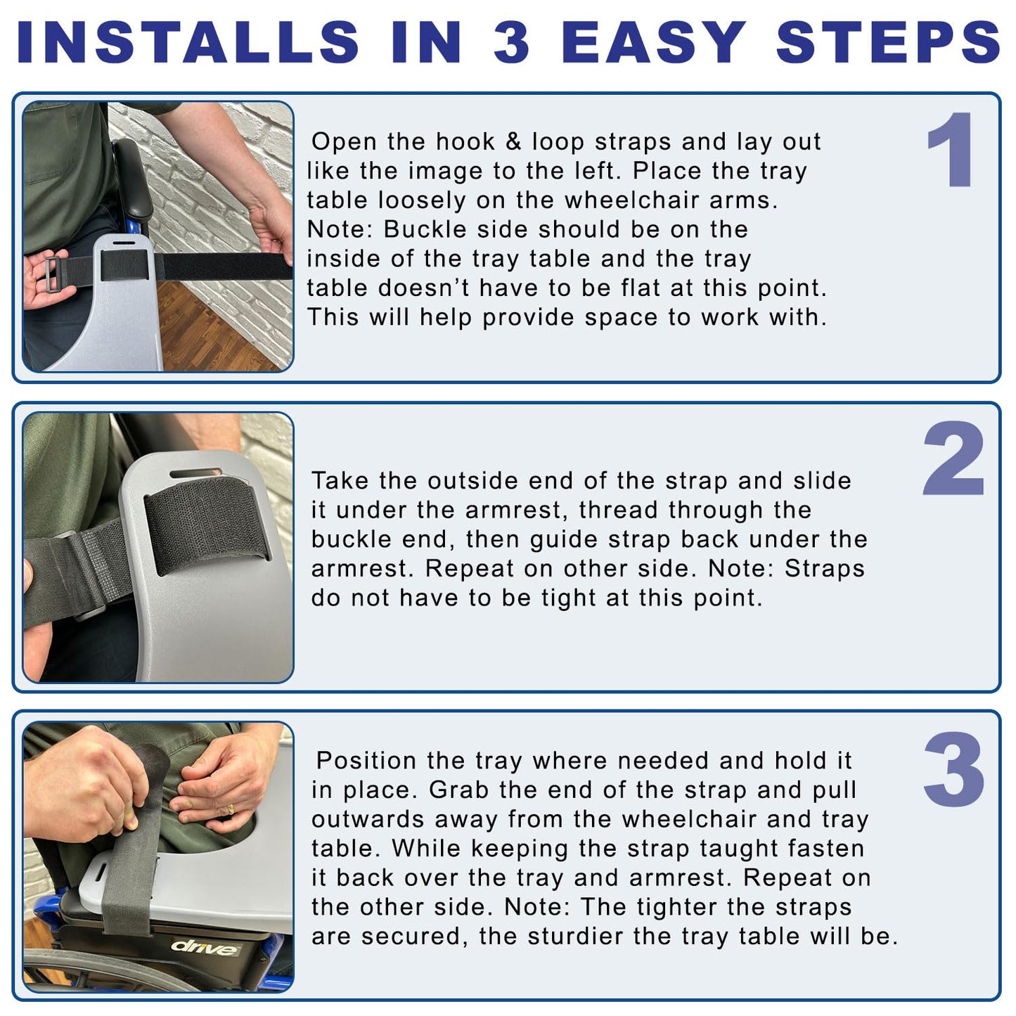 AlveyTech Wheelchair Tray Table with Cup Holder - Fits 18-20 Inch Wide Standard Wheelchairs Like Drive, Golden, & Invacare, Universal Removable Lap Desk for Adults Eating Reading Resting