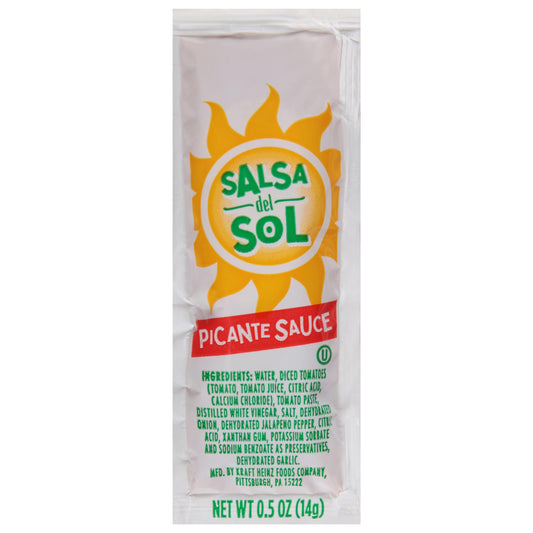Salsa Del Sol Picante Sauce Single Serve Packet (0.5 oz Packets, Pack of 200)