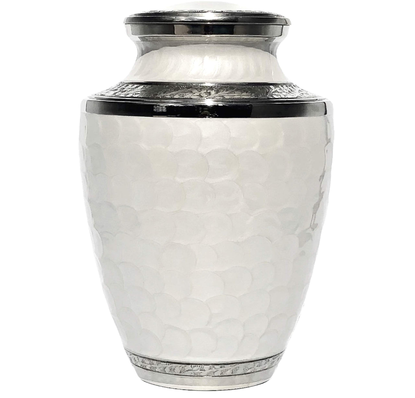 Eternal Harmony Large Urn for Ashes, Adult Male & Female Cremation Urn for Human Ashes with Elegant Finishes, Secure Seal & Velvet Bag, Funeral Vase for Men & Women Up to 200 lbs (White Pearl)