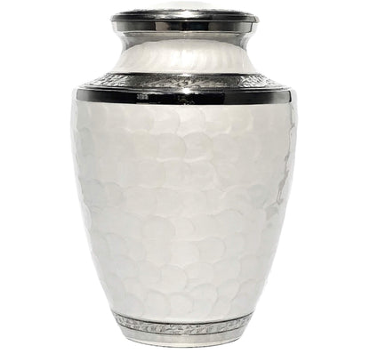 Eternal Harmony Large Urn for Ashes, Adult Male & Female Cremation Urn for Human Ashes with Elegant Finishes, Secure Seal & Velvet Bag, Funeral Vase for Men & Women Up to 200 lbs (White Pearl)