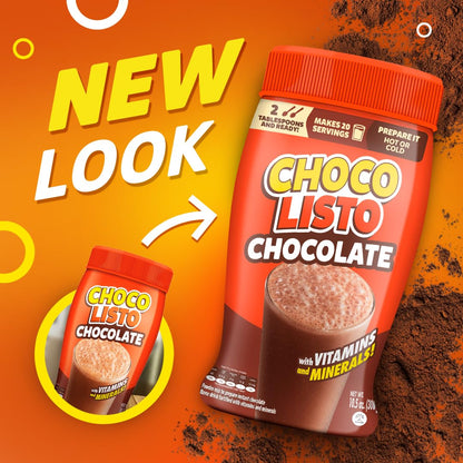 Chocolisto Instant Chocolate Drink, Nutritious Beverage with Vitamins and Minerals, 10.5 oz, Pack of 1.
