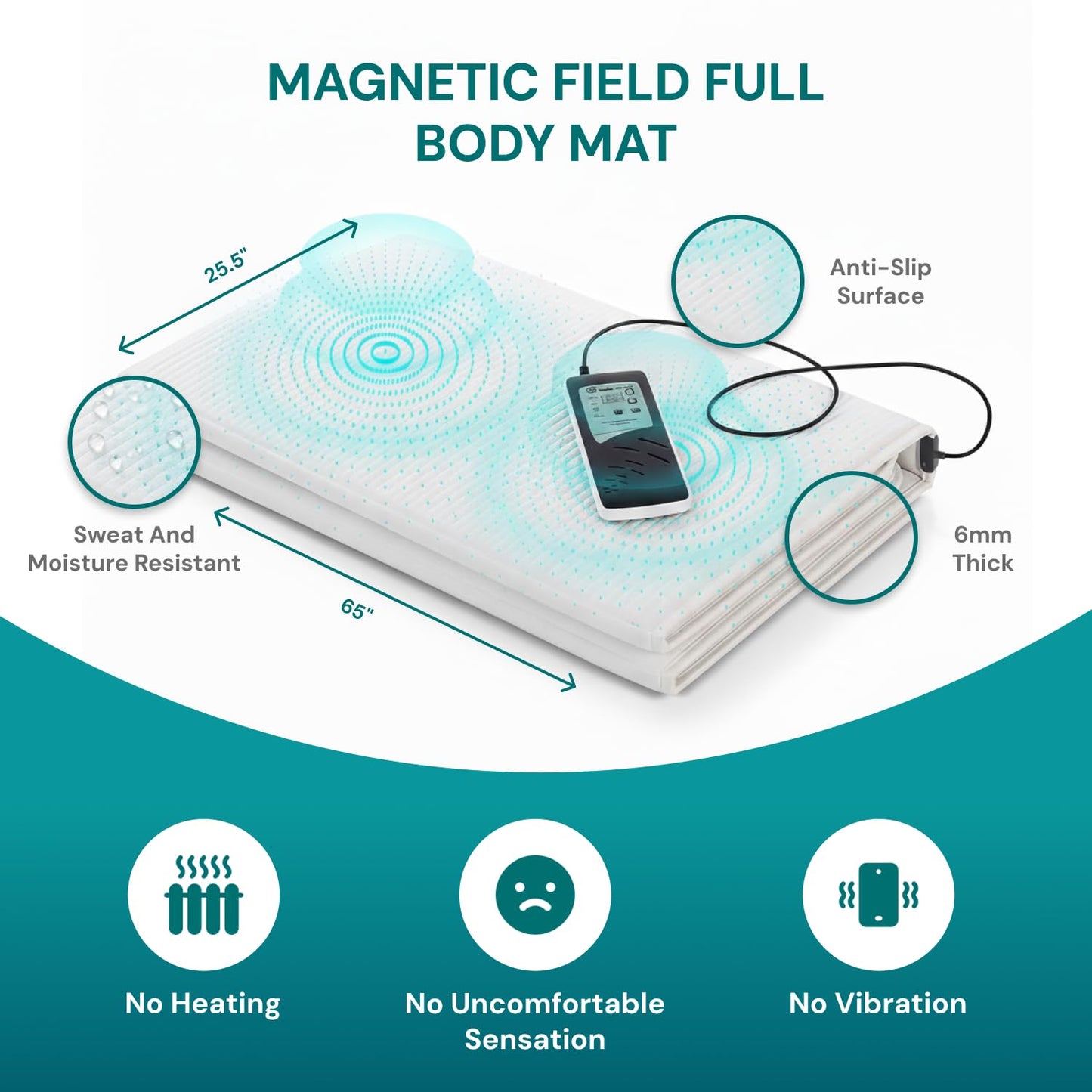 OMI Magnetic Field Therapy Mat - Full Body Mat for General Wellness, Stress, Relaxation & Boosted Energy Levels, Magnetic Field Therapy with Controller & Portable Medallion Device