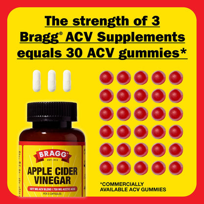 Bragg Organic Apple Cider Vinegar Capsules with Vitamin D and Zinc - 90 Count - Supports Immune System