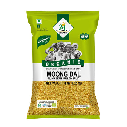 24 MANTRA Organic Moong Dal - Usda Certified Organic - European Union Certified Organic - Pesticides Free - Adulteration Free - Sodium Free (4 Pound (Pack Of 1) Yellow)