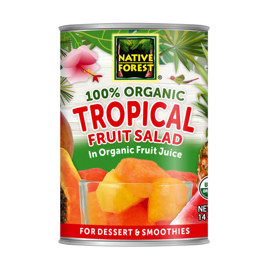 Native Forest Organic Tropical Fruit Salad - Canned Fruit in Natural Juice, Tropical Fruit Cocktail, Tropical Fruit Salad Organic - 14 Oz (Pack of 6)