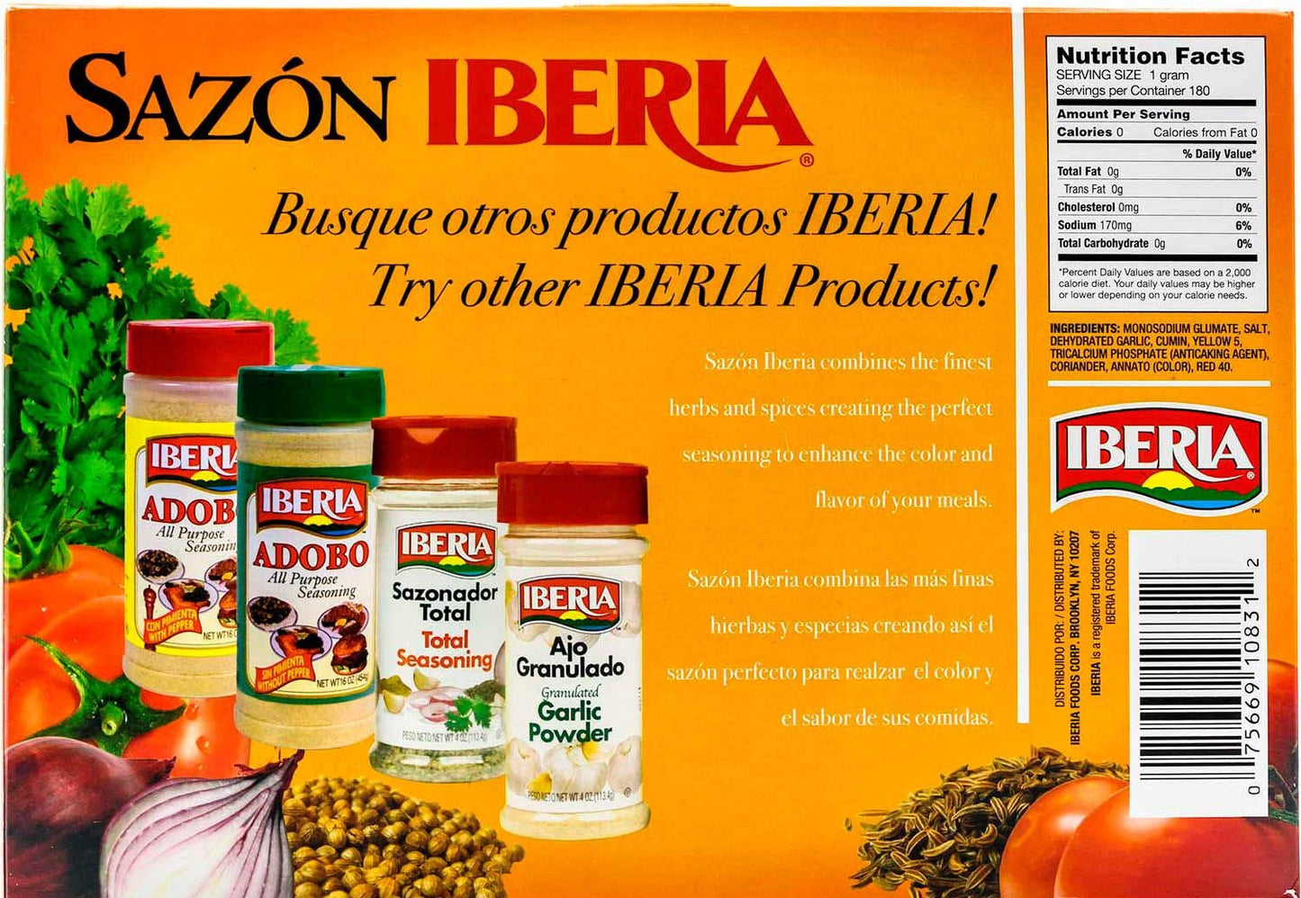 Sazon Iberia Jumbo Pack with Coriander and Achiote 6.34 Oz 36 Packs