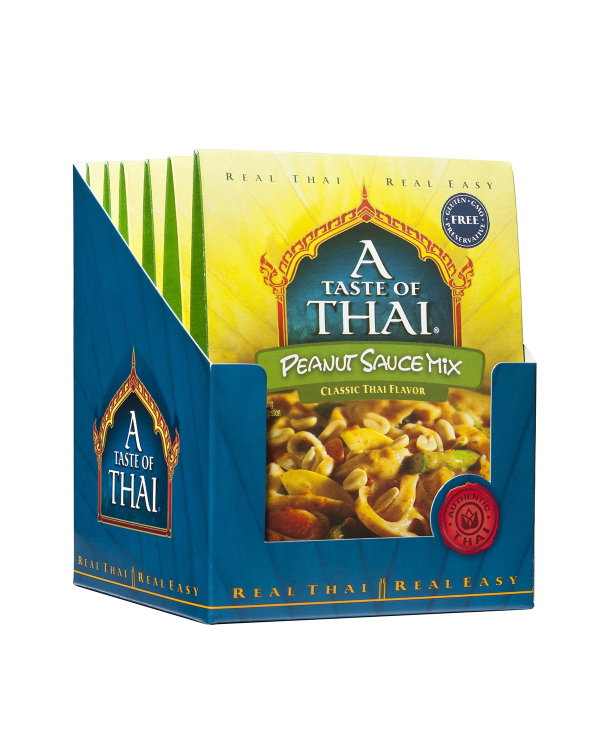 A Taste of Thai Peanut Sauce Mix Packets | Authentic Thai-Style Sauce with Ground Peanuts & Traditional Spices | Ready in Minutes | No Artificial Flavors | Non-GMO, Gluten-Free – (6 Pack, 3.5 oz Each)