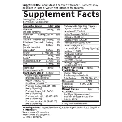 Garden of Life 22 Digestive Enzymes for Women with Bromelain, Papain, Lipase & Lactase plus Probiotics & Vitamins B12, Biotin & Zinc – RAW Enzymes – Non-GMO, Gluten-Free, Vegetarian, 90 capsules