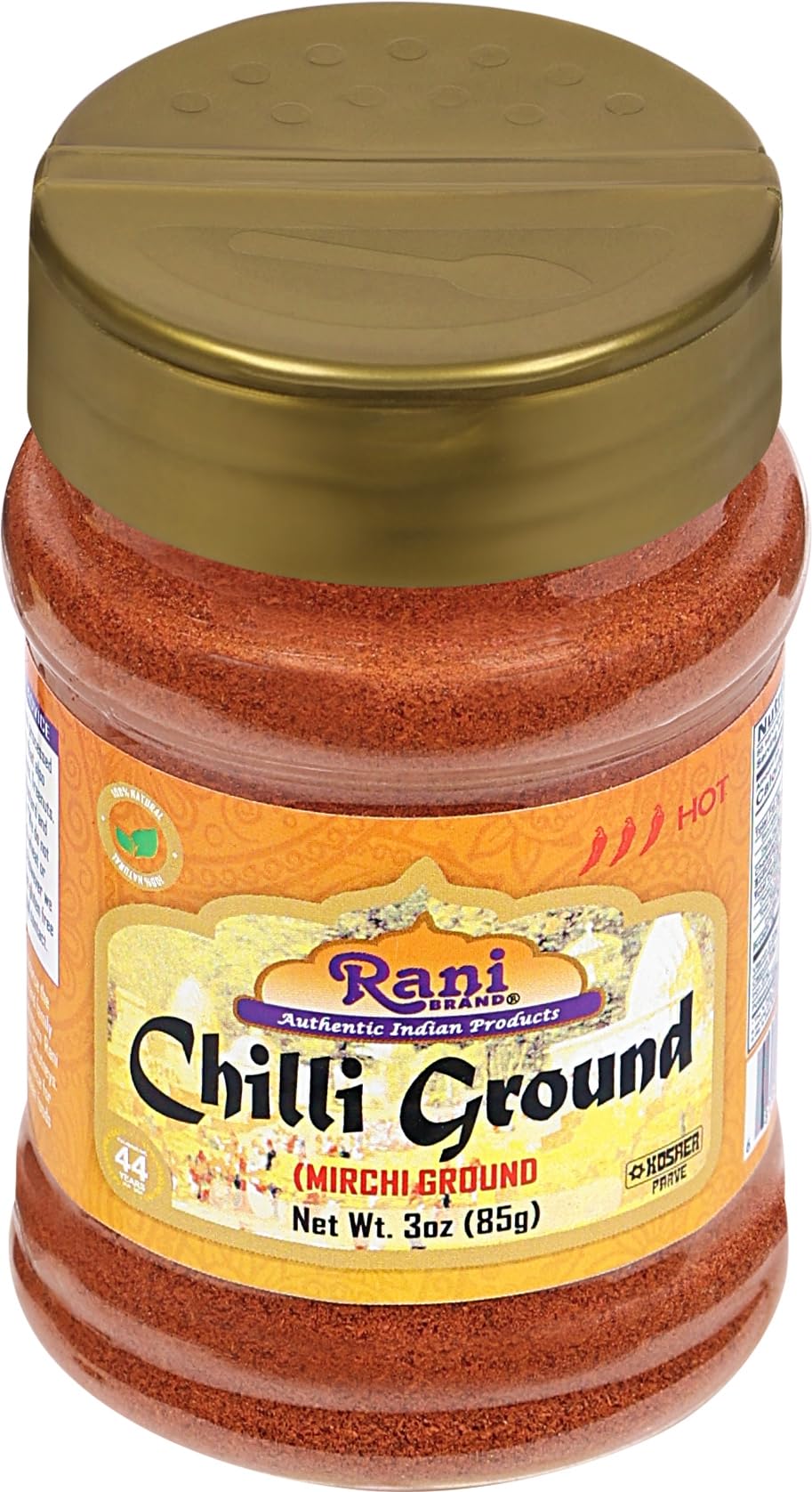 Rani Chilli Powder (Mirchi) Ground Indian Spice 3oz (85g) PET Jar ~ All Natural | Salt-Free | Vegan | No Colors | Gluten Friendly | NON-GMO | Kosher | Indian Origin