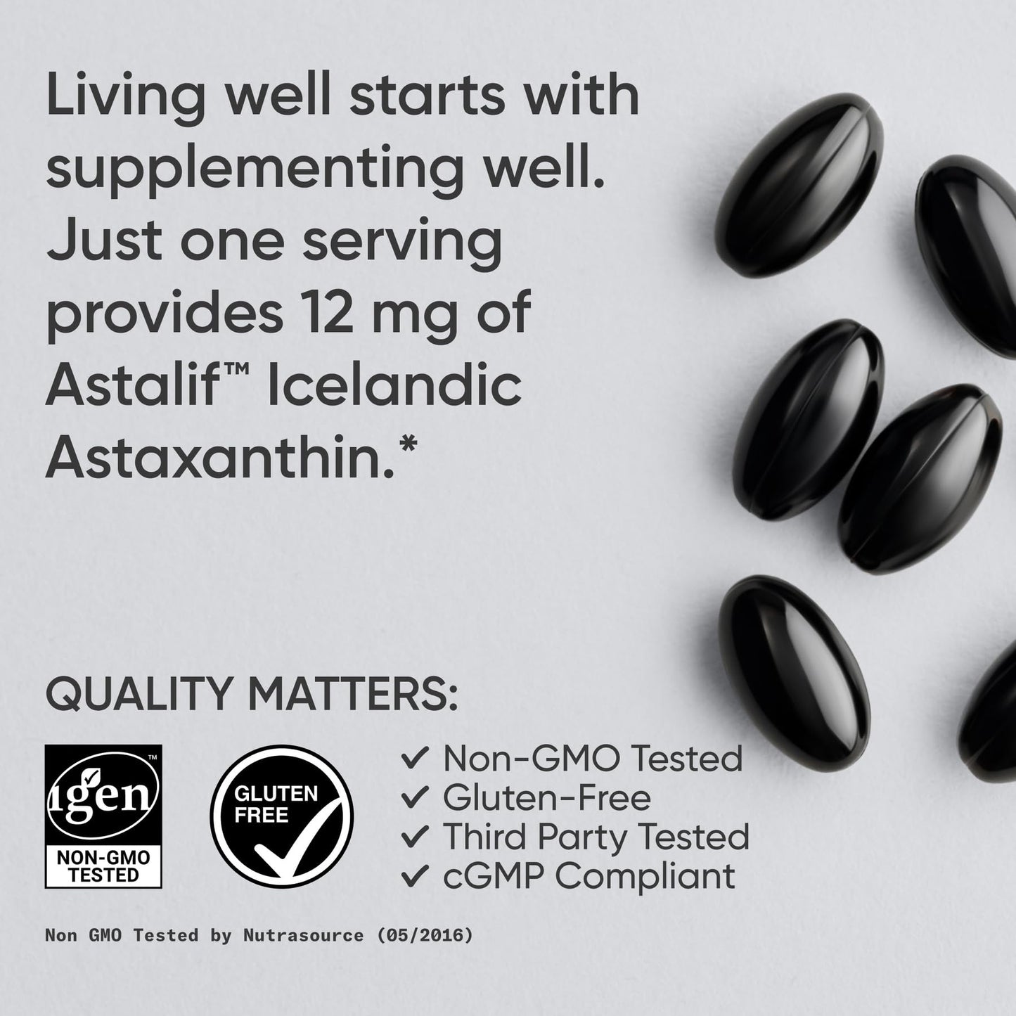 Sports Research® Triple Strength Astaxanthin 12mg - Antioxidant Supplement for Skin & Eye Health Support* - Soy Free · Non-GMO · Gluten Free - 60 Softgels