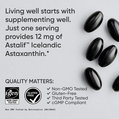Sports Research® Triple Strength Astaxanthin 12mg - Antioxidant Supplement for Skin & Eye Health Support* - Soy Free · Non-GMO · Gluten Free - 60 Softgels