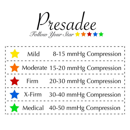 Presadee Open Toe 15-20 mmHg Moderate Compression Leg Calf Swelling Zipper Sock